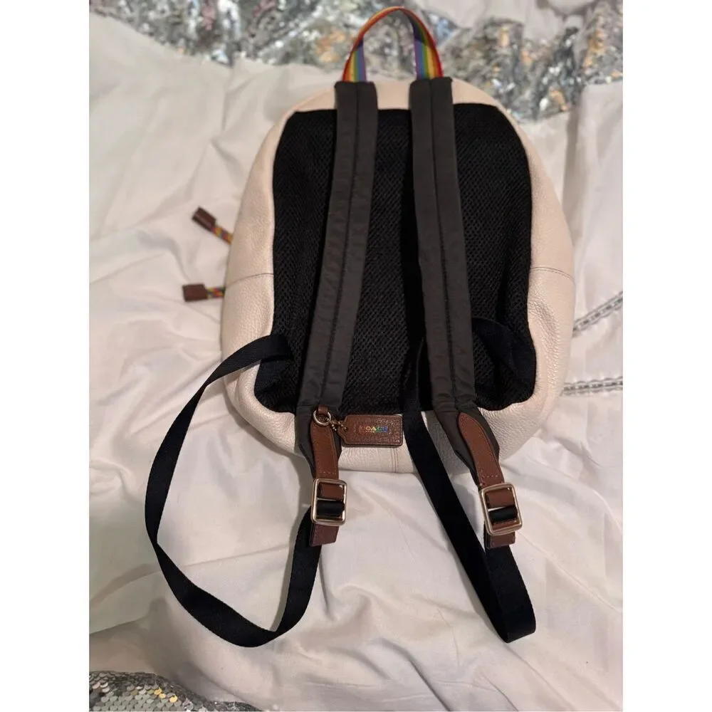 Coach rainbow pride white  leather medium Charlie rucksack backpack bag